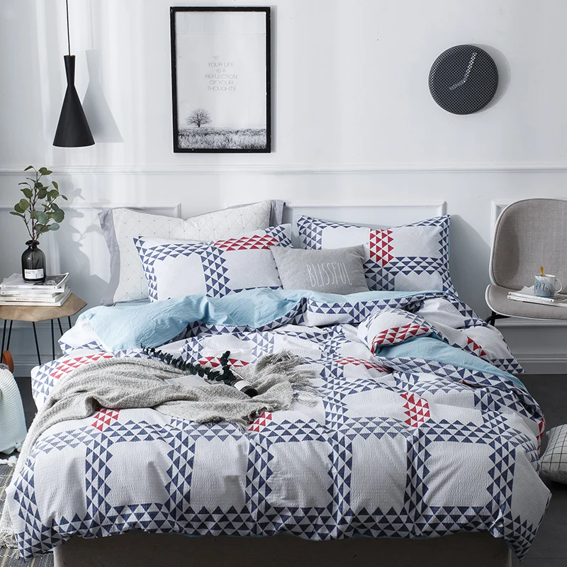 

4Pcs All cotton foam AB sides Luxury Bedding Sets/Bedclothes King Queen size Duvet Cover Bed Sheet Linens set Pillowcases