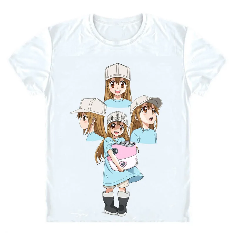 Ячейки на работе! Футболки рубашки с коротким рукавом аниме Hataraku Saibou Sekkekkyu Platelets