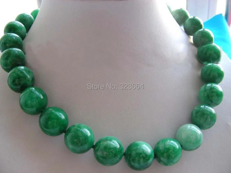 beautiful 18&quot Natural 16mm Round Green Jade Necklace | Украшения и аксессуары