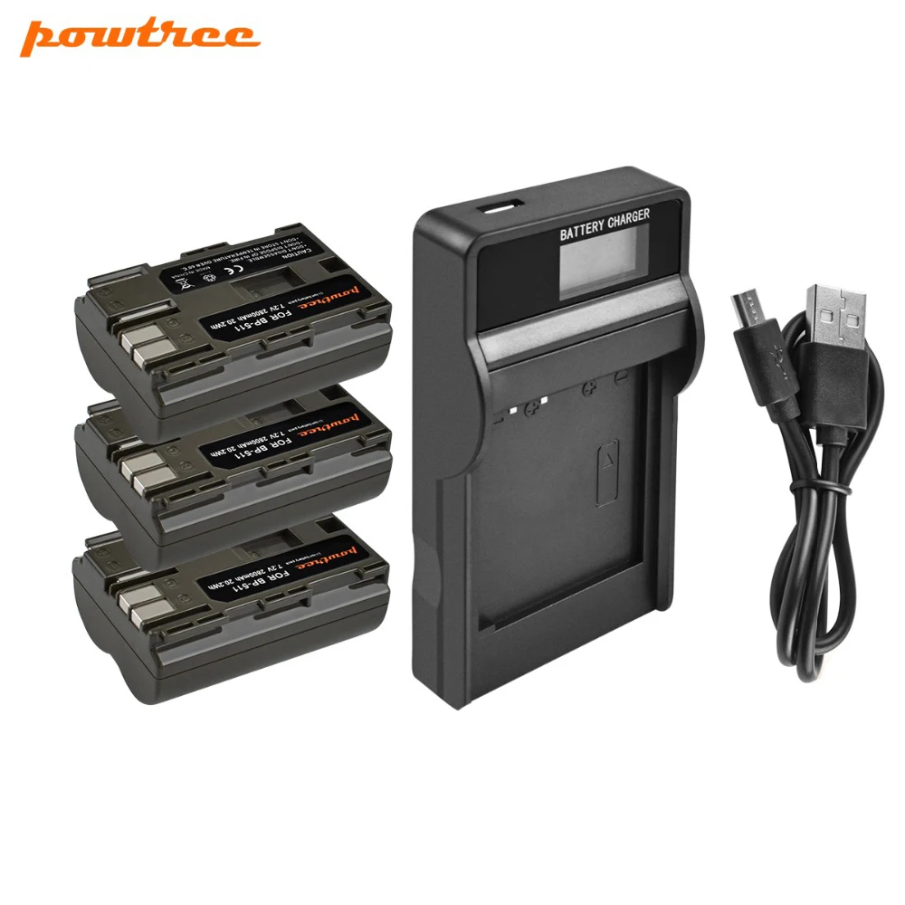 Аккумулятор Powtree для цифровой камеры Canon BP 511 BP511 BP511A 7 2 в 2800 мАч + зарядное