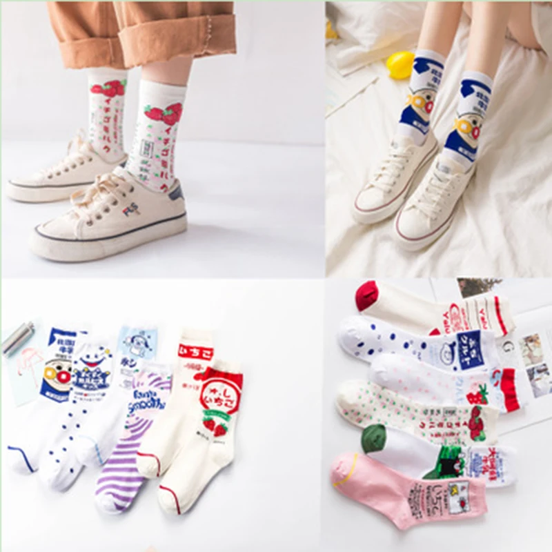 INS/летние модные длинные носки с героями мультфильмов хлопковые средней длины в