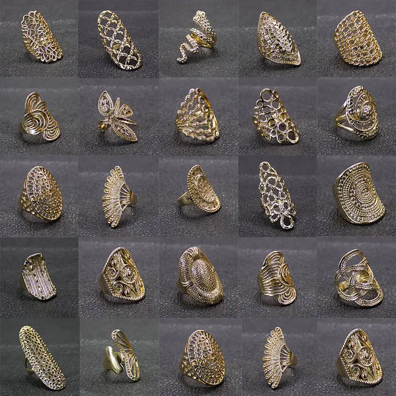 Новое поступление винтажные полые женские кольца серебряного цвета 20 шт./лот