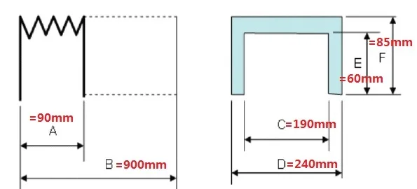 U форма cnc машина защитная крышка сильфона для станков внутренний: 190 мм x 60 Lmax: 900