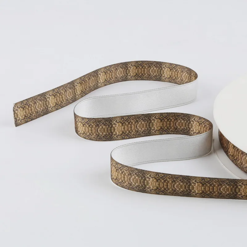 Snake Skin and Leopard Pattern Printed Poly Cotton Ribbon for Party Home Wedding Decoration Gift Wrapping Garment Accessories - Цвет: Orange 1.5cm