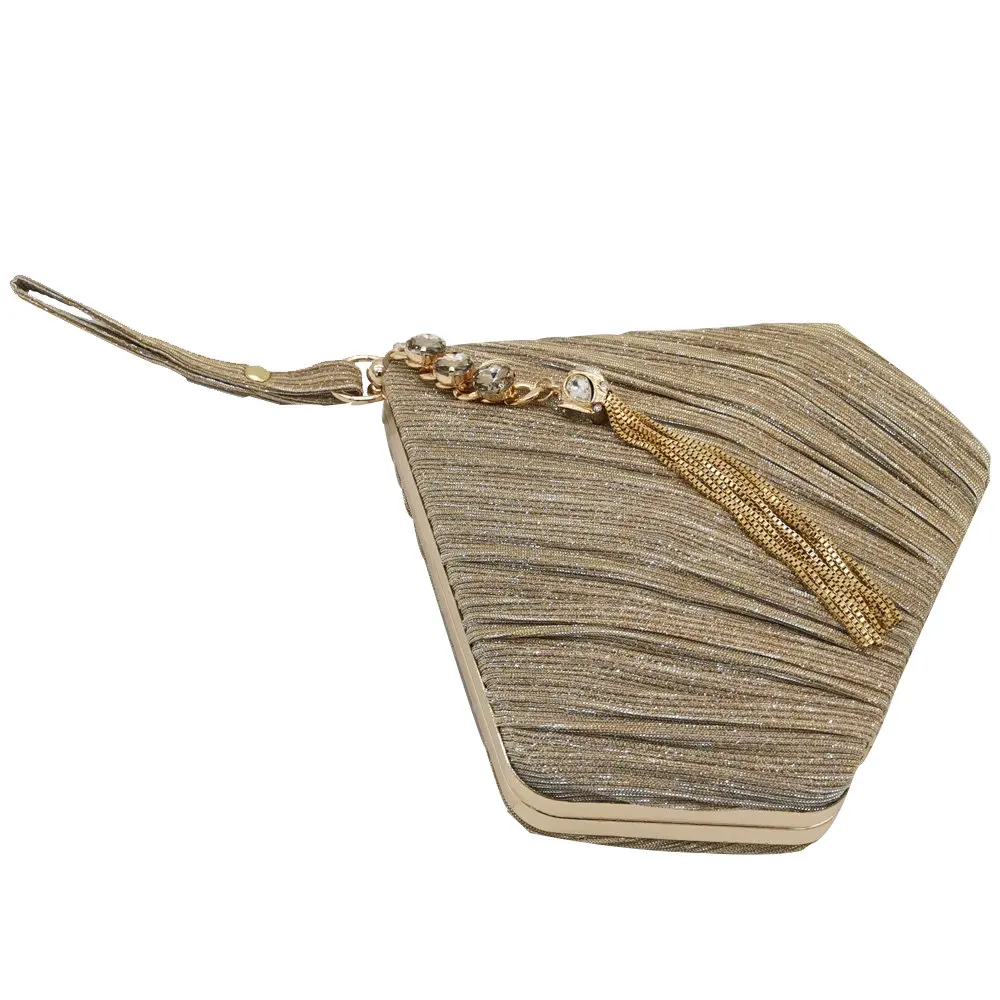 Boutique De FGG Пентагон женские Сатиновые вечерние сумки кристалл кисточкой клатч Сумки Свадебная вечеринка коктейль Minaudiere кошельки сумка