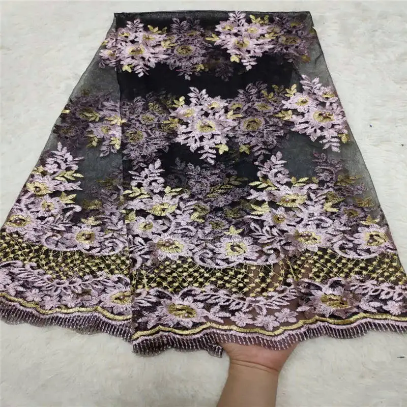 Розовая Последняя французская кружевная ткань высокого качества с цветочным