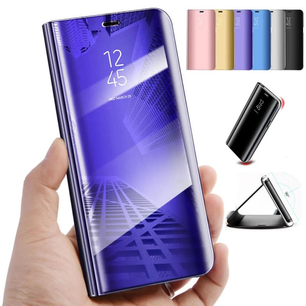 Зеркальный умный чехол для Xiaomi Redmi Note 6 Pro 6A прозрачный кожаный с откидной