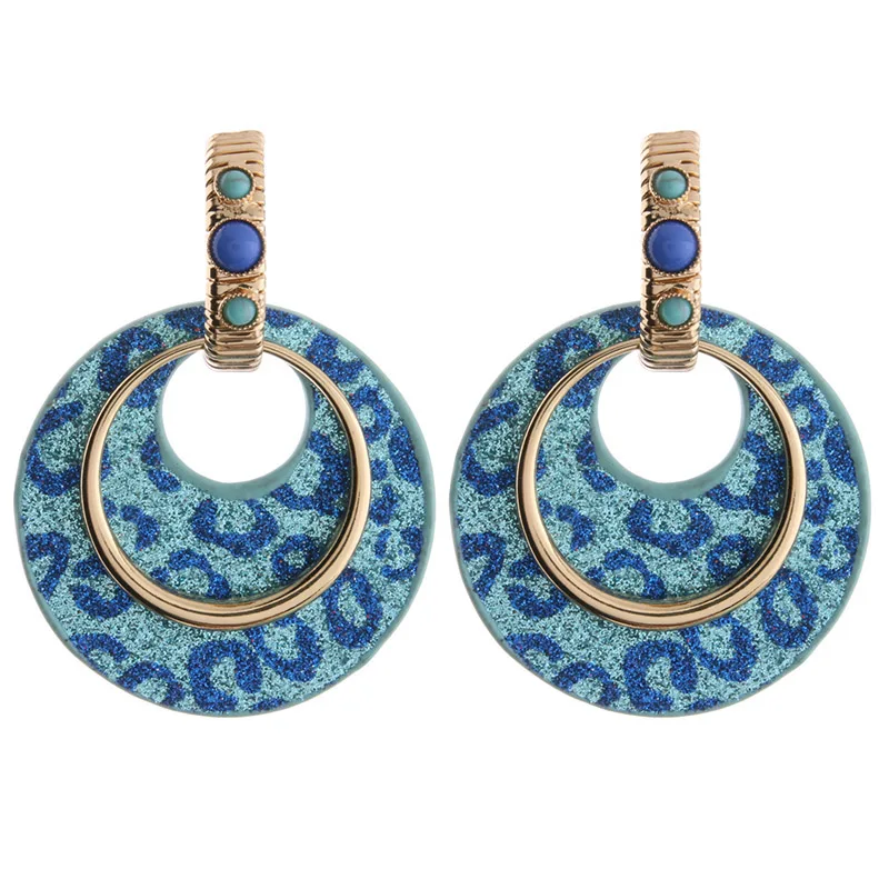 lake blue NeeFu WoFu Висячие золотые серьги, круглые модные серьги из кожи тигра, Очаровательная большая серьга, большие серьги Brinco Oorbellen - Окраска металла: lake blue