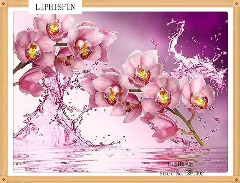 

Вода розовая Орхидея DIY алмаз живопись цветы площадь Смола Стразы ремесла алмаз Вышивка Домашний Декор