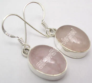 ROSE QUARTZ Chanti Международный твердый Серебряный Синий огненный Лабрадорит Драгоценный камень красивые серьги-подвески 3,1 см - Окраска металла: ROSE QUARTZ