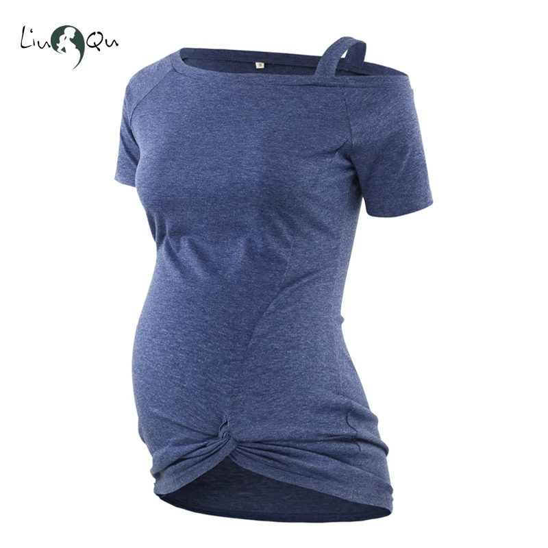 Off Shoulder Women's Blouse Maternity Clothes Side Ruched Pregnancy Top Women Shirt for Tops Short Sleeve Blusa | Мать и ребенок