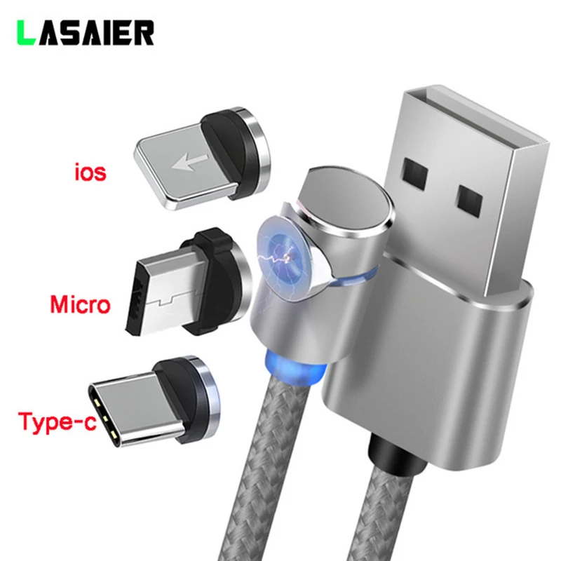 2 м L Line 90 градусов 3 в 1 Магнитный кабель Micro USB и usb type C светодиодный магнитный для