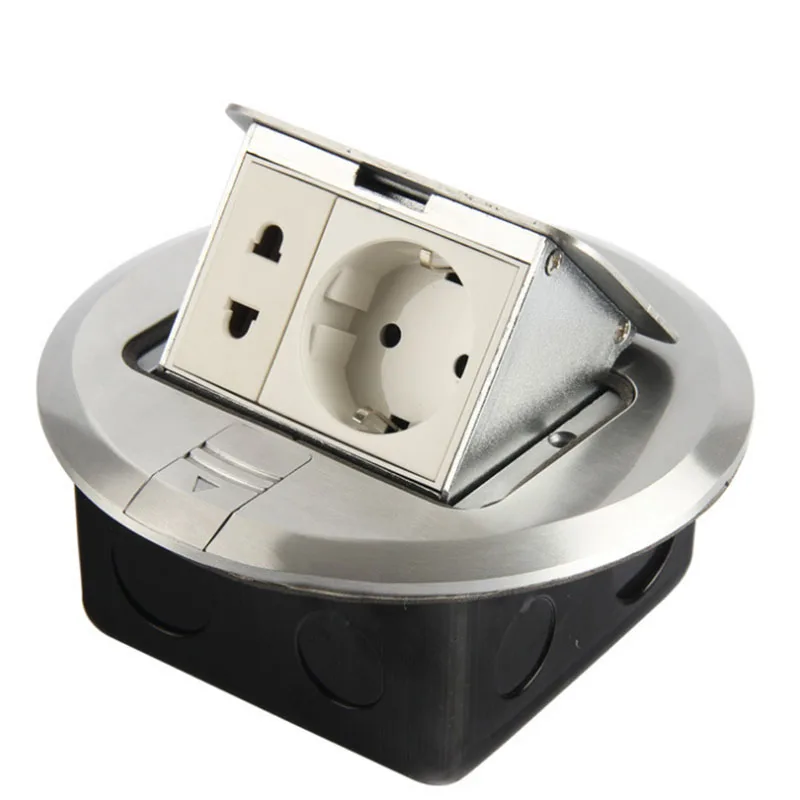 Круглая/всплывающая заземленная розетка может быть настроена для европейского