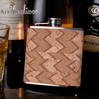 hot selling 6oz wooden wrapped 304 stainless steel hip flask personalized liquor flagon whisky vodka rum alcohol flask gift
