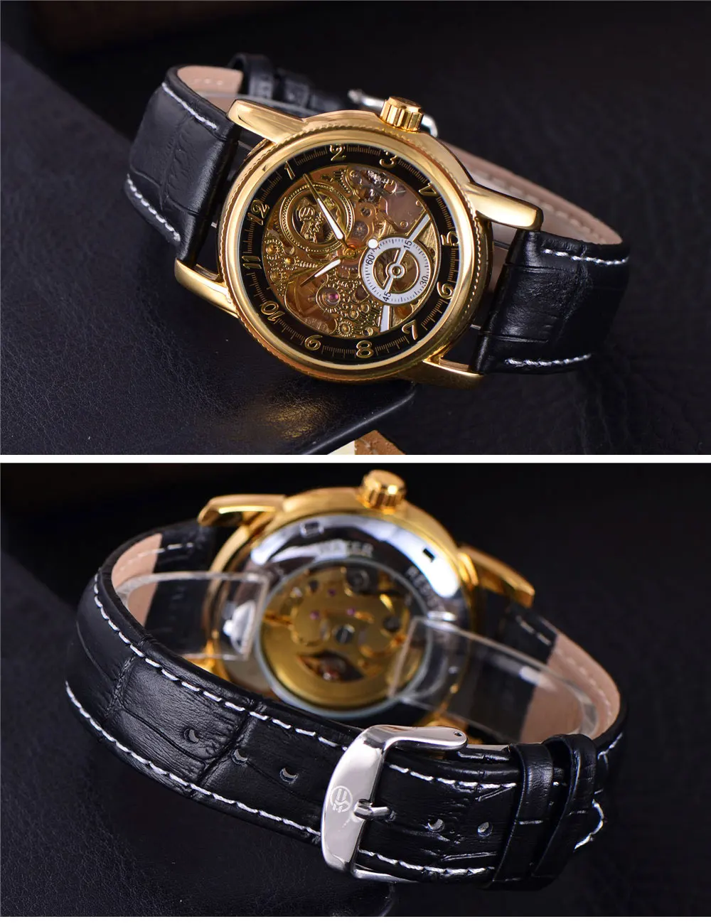 FORSINING автоматические механические часы 3D логотип мужские золотые Роскошные