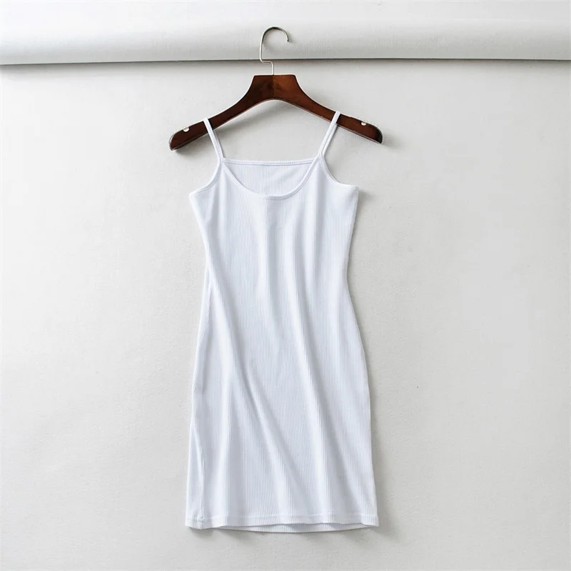 white Женское платье в рубчик на бретельках, мини-платье - Цвет: white
