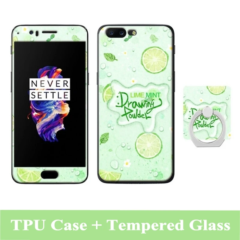 Чехол для Oneplus 5 крышка мультфильм Закаленное стекло пленка подставка держатель