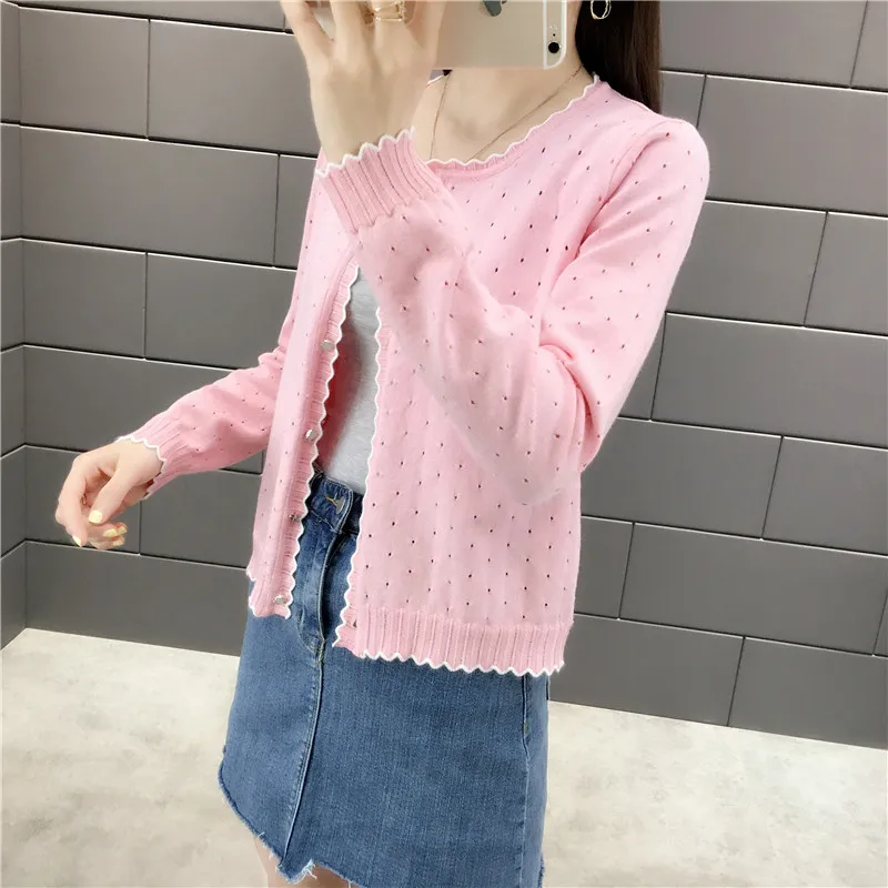 OHCLOTHING короткий дизайн тонкий кардиган женский вырез солнцезащитный Кондиционер рубашка свитер вязаная верхняя одежда маленький плащ