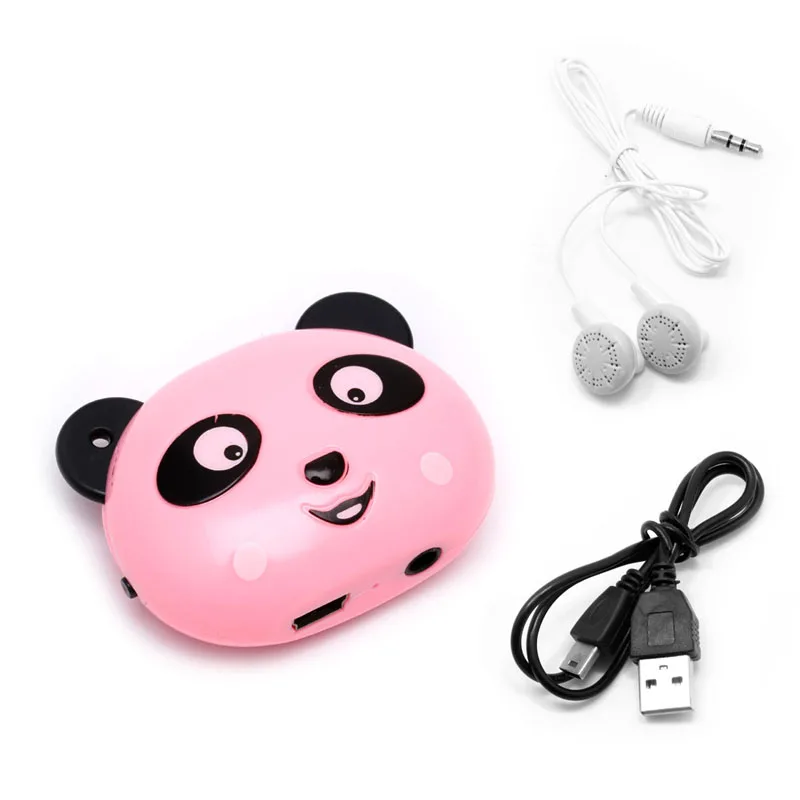 Розовый Панда USB мини MP3-плеер+ наушники Поддержка 32 ГБ Micro SD TF карта музыкальный медиа - Цвет: Розовый