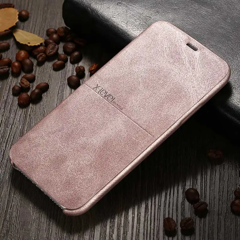 X-Level кожаный чехол для samsung S9 флип-Стенд бизнес полный защитный чехол для samsung Galaxy S9 Plus S9 - Цвет: Gold