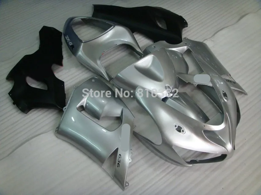 Комплект обтекателей для мотоцикла KAWASAKI Ninja ZX6R 05 06 636 2005 2006 Прохладный серебристый