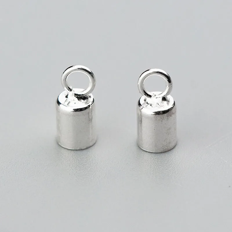 

5pcs/lot 925 Sterling Silver Round Leather Cord End Caps Connectors Fit 1.3 2.5 3 3.5mm For Bracelet Necklace DIY Jewelry Making