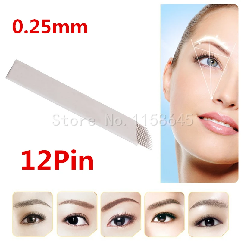 

200Pcs 12CF New Sterilized Disposable Microblading Needles 7 9 11 12 14 16 18U Professional Semi Permanent Makeup Blades 0.25mm
