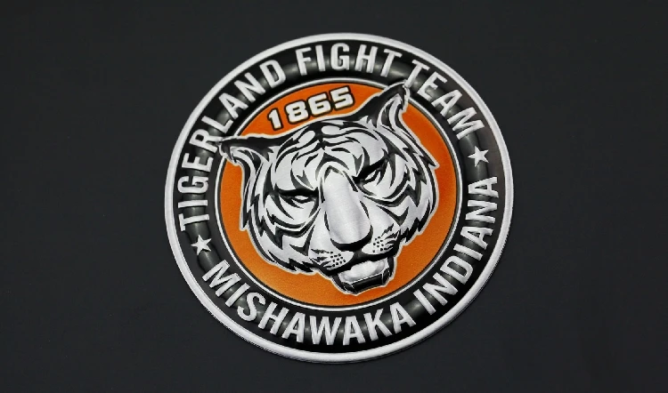 10 шт. 3D алюминиевый хромированный металлический TIGERLAND FIGHT TEAM 1865 мишиака Индиана