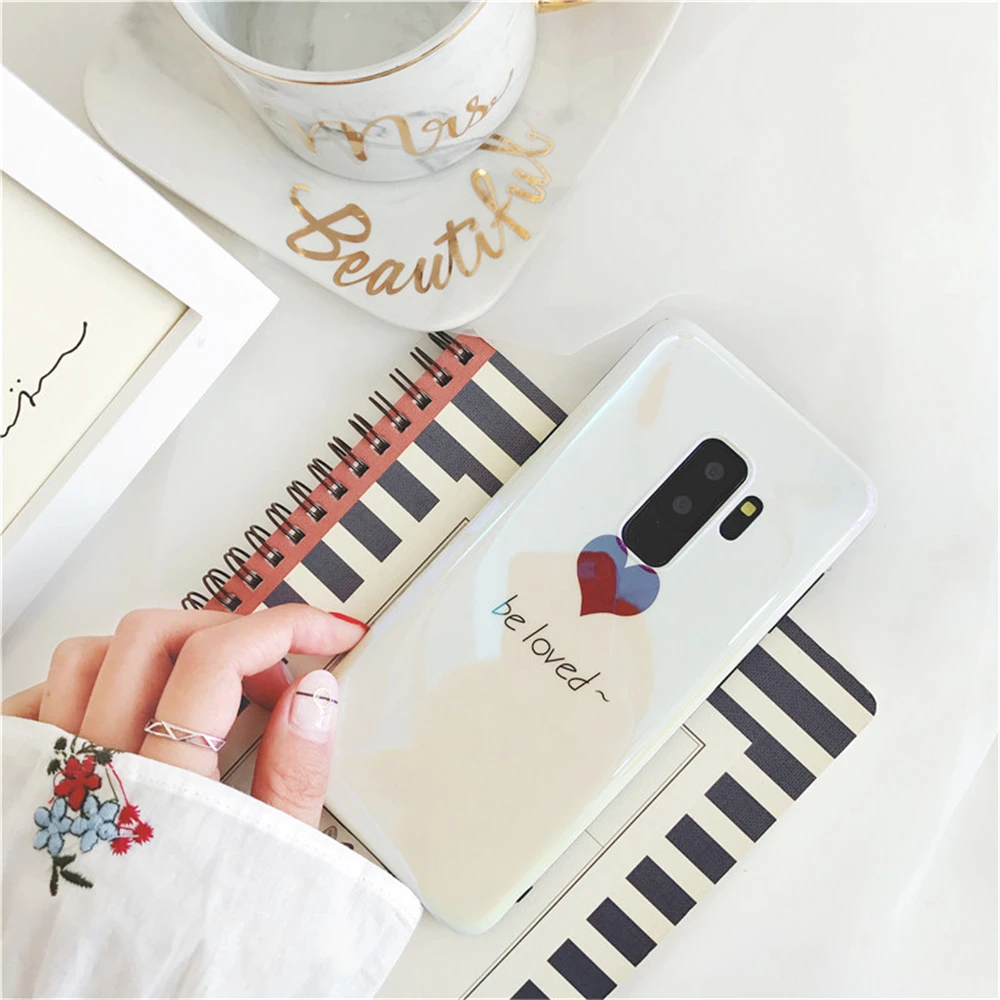 Lovely Cartoon Couples Love Case For Samsung Galaxy S8 S9 Plus Blue light Soft Phone Cover Note 8 S7 Edge Cases |
