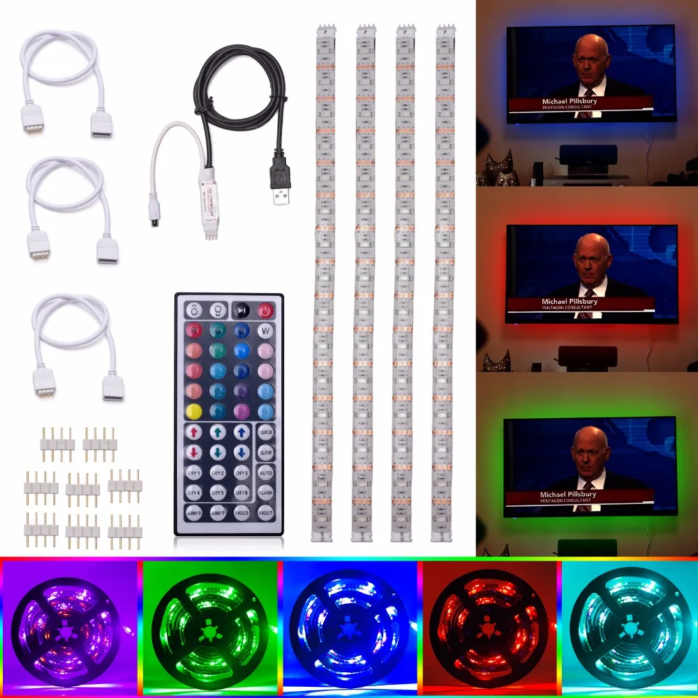 USB RGB Светодиодная лента 5050 SMD водонепроницаемая гибкая светодиодная подсветка
