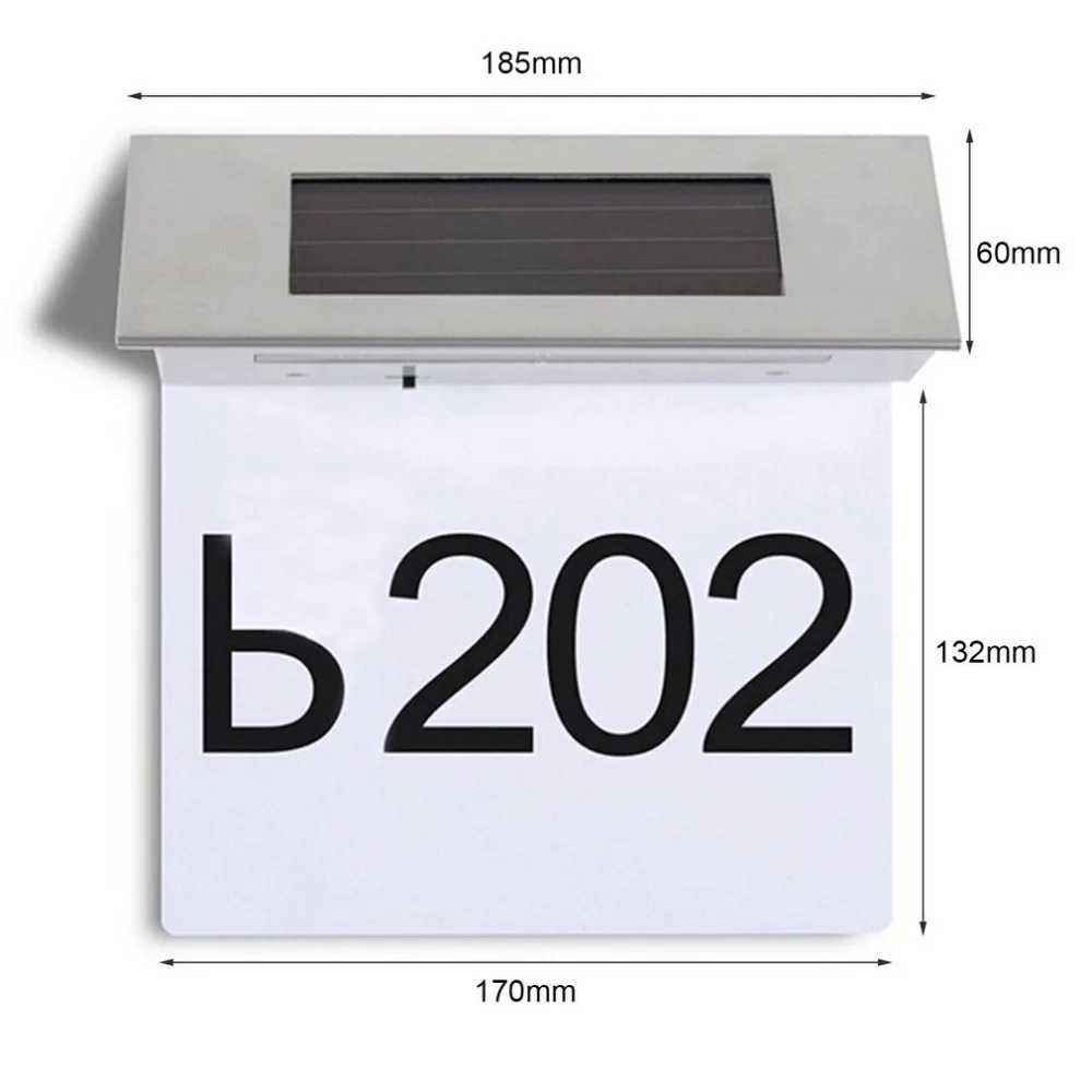 4LED Водонепроницаемый на солнечных батареях дверной знак номер света домашний