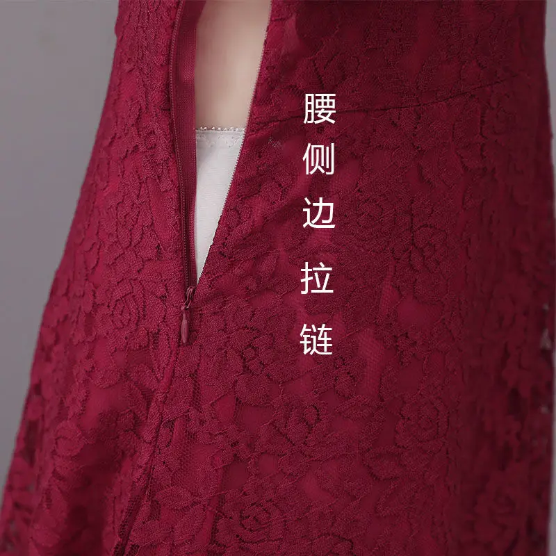 Красное черное армейское Зеленое Длинное кружевное платье 2019 новая корейская