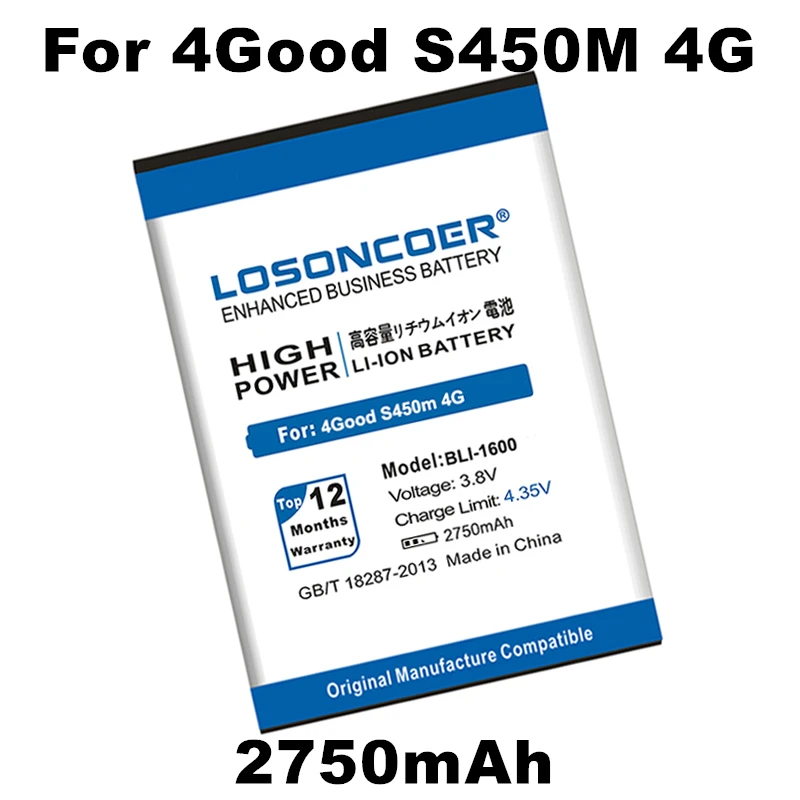 LOSONCOER 2750mAh BLI-1600 для 4Good S450m 4G TLI-1600 аккумулятор телефона + Быстрая доставка |
