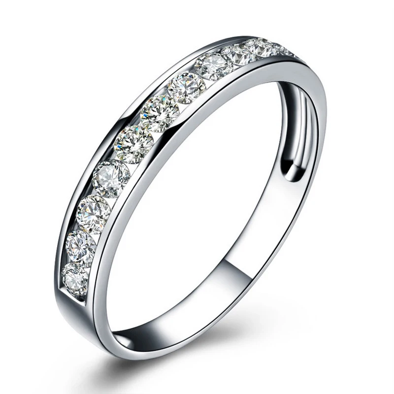 Обручальное кольцо ANI 18K из белого золота (AU750) обручальное с естественной