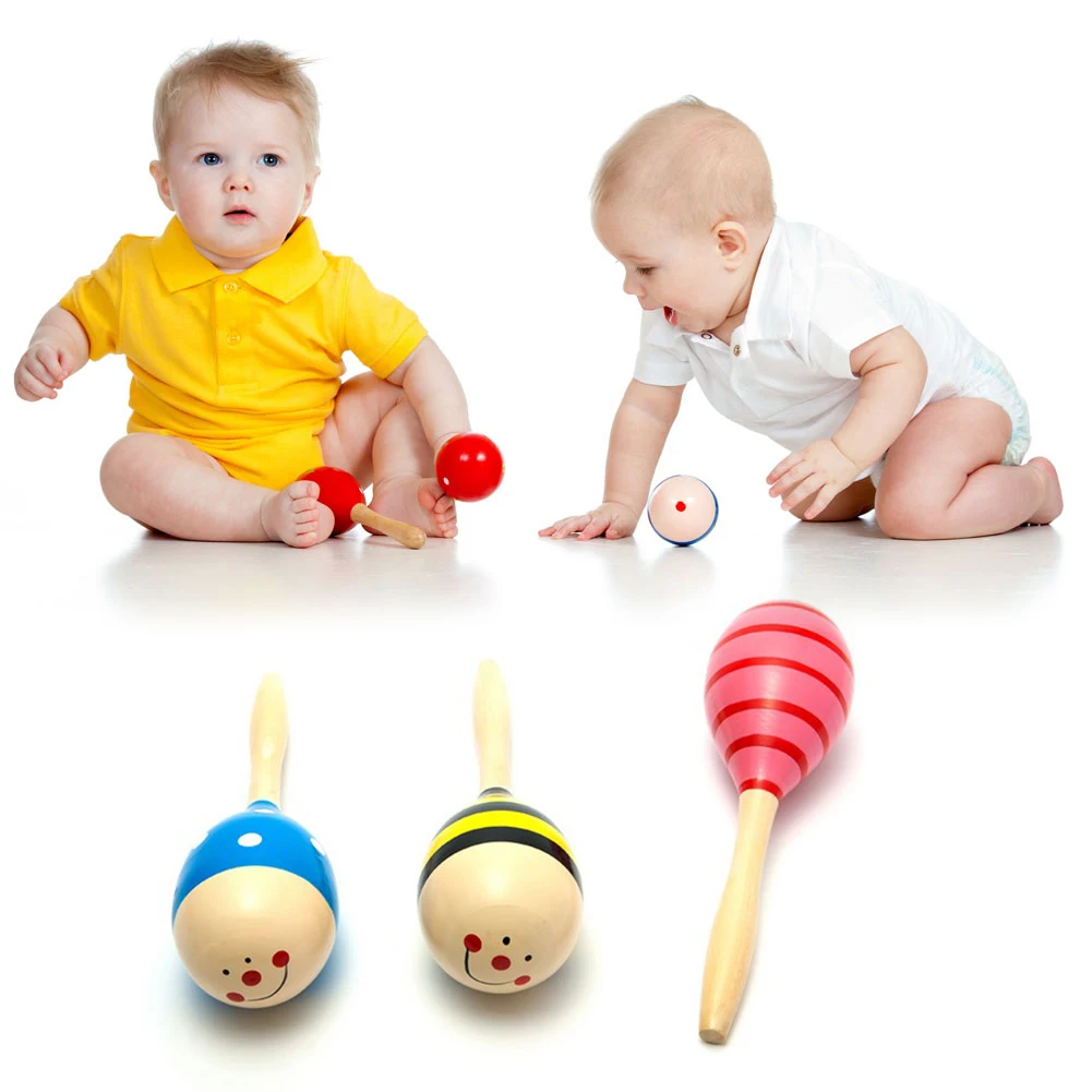 Маленькие красочные детские игрушки деревянные шарики погремушки песочный
