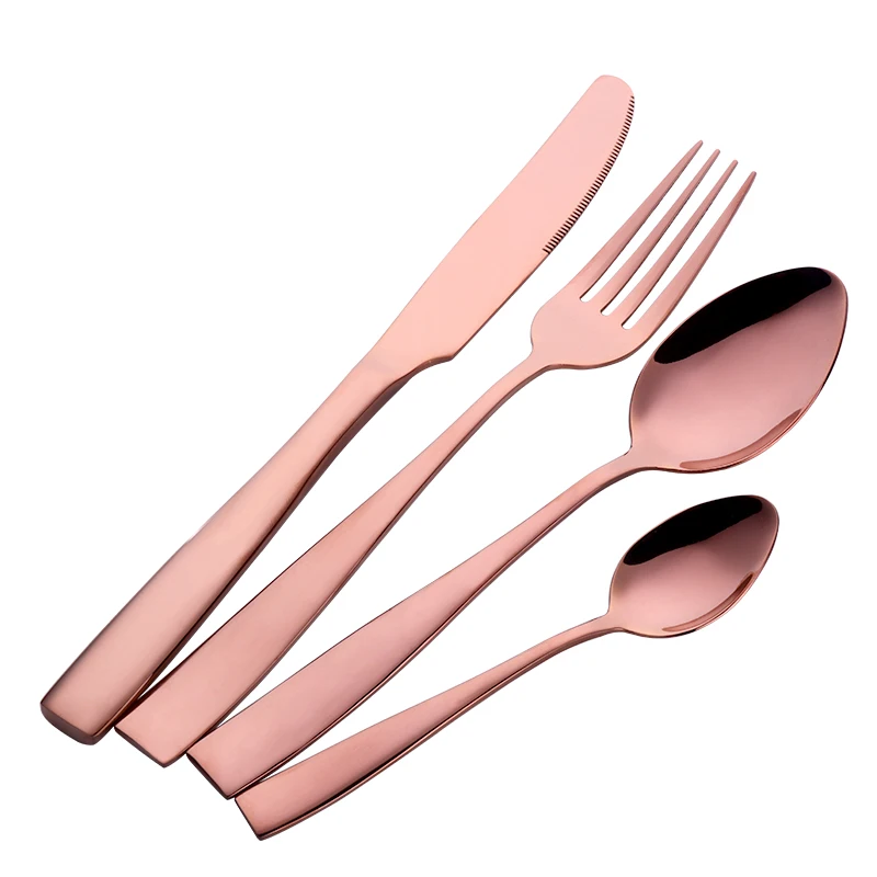 Rose Gold Покупатель Звезда 24 шт. позолоченный набор столовых приборов столовые ножи вилка набор из нержавеющей стали Новинка столовая посуда столовый набор - Цвет: Rose Gold