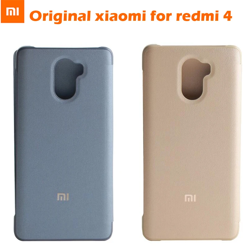100% Оригинальный чехол для Xiaomi Redmi 4 PRO умный флип с функцией пробуждения кожаный mi