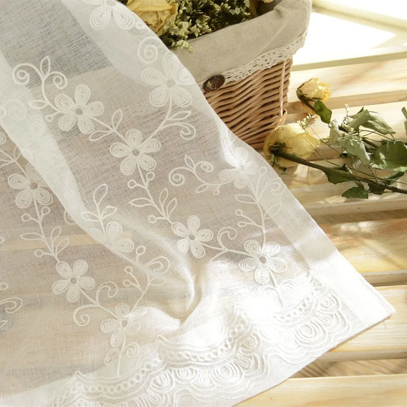 Европейские белые занавески из вуали с вышивкой для гостиной тюлевые оконные