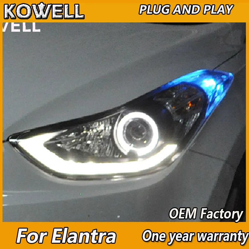 Автомобильный Стайлинг KOWELL для фары автомобиля Hyundai Elantra 2011 2016 светодиодный ная