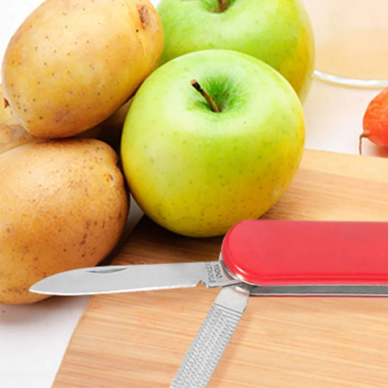 High-quality stainless-steel multi-function colorful knife camping folding knife portable fruit knife scissors tweezers file