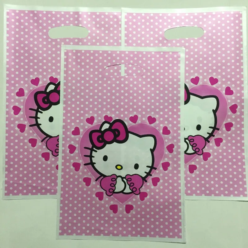 10 шт. подарочные сумки Hello Kitty KT розовый Подарочный пакет мультяшная тематическая