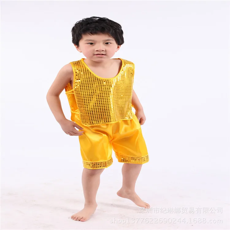 Детское платье с блестками для сцены юбка девочек и мальчиков костюм