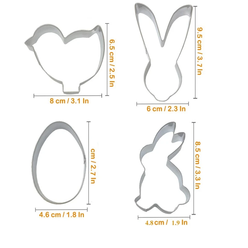Пасхальные формочки для печенья 4 шт. антипригарные мини печенье из нержавеющей