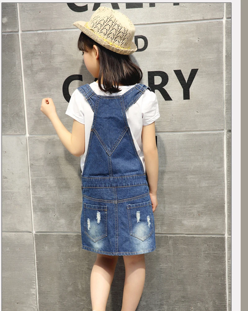 Rlyaeiz Летний комбинезон для девочек повседневный рваный детская одежда джинсовое