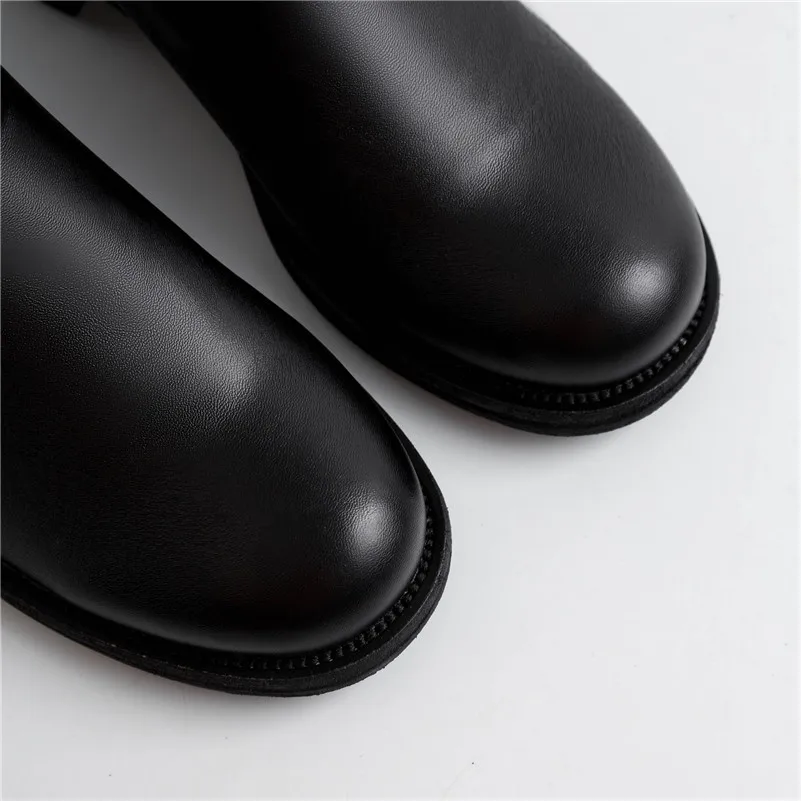 Meotina Fall Over The Knee Boots Women Natural Genuine Leather Block Heels Thigh High Boots Sexy Zipper Long Shoes Female 34-40