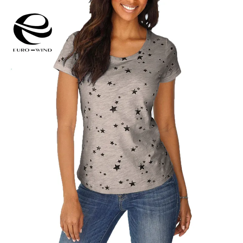 Plus Size New Summer Women T-shirts Casual Womens Bohemian Beach Short Sleeve O Neck Star Print Tops Tee Shirt Female Top | Женская