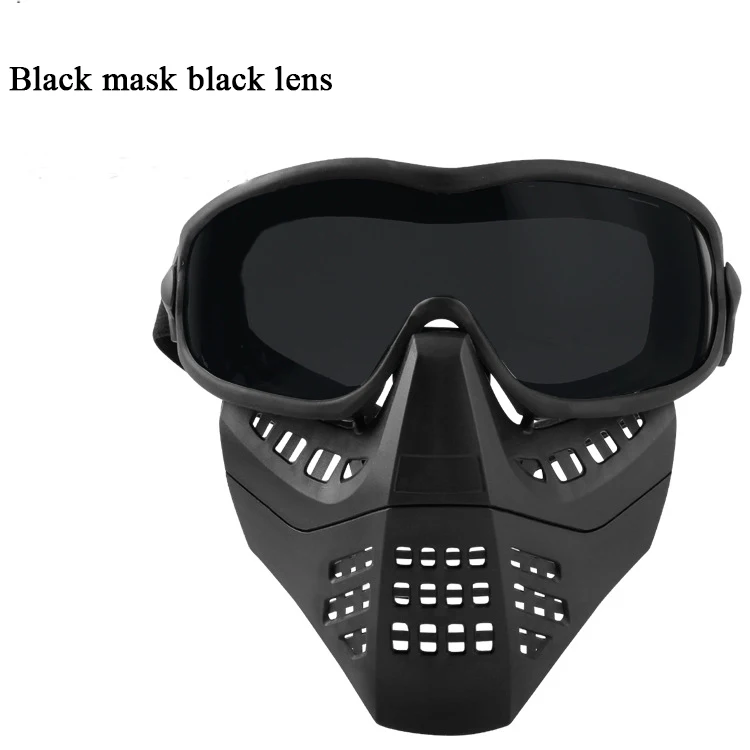 black mask black len Тактическая Военная маска для пейнтбола на открытом воздухе защитный полный уход за кожей лица маска Объектив CS игры камуфляжная, с расцветкой Мультикам съемки маски - Цвет: black mask black len