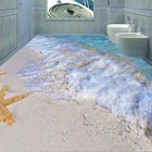 Настенные 3D-обои на заказ, современная простая пляжная 3d-плитка с морским пейзажем, водонепроницаемая напольная плитка для ванной, гостиной