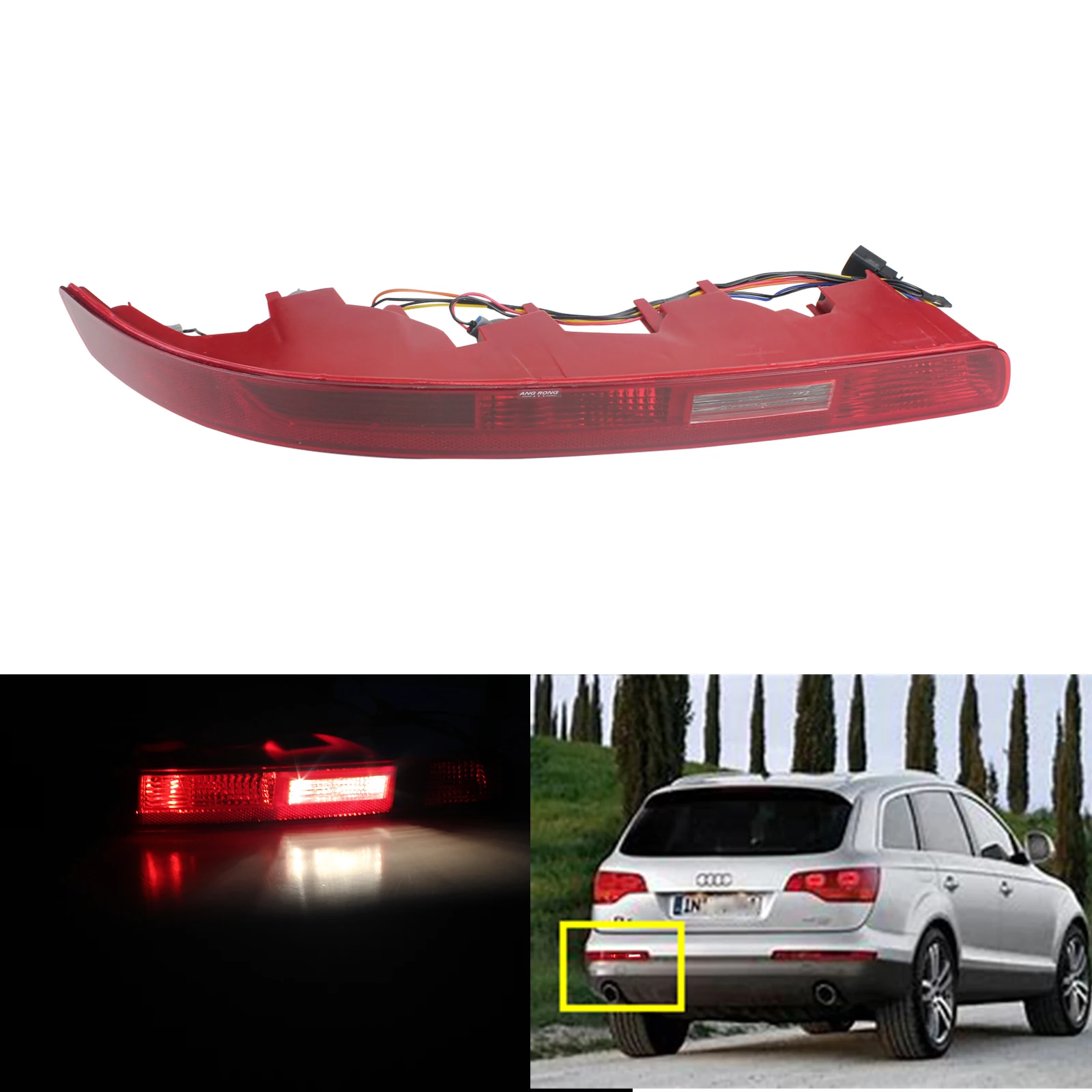 

ANGRONG Rear Left Bumper Reflector Reverse Tail Brake Light Fog Lamp For Audi Q7 4L 06-15
