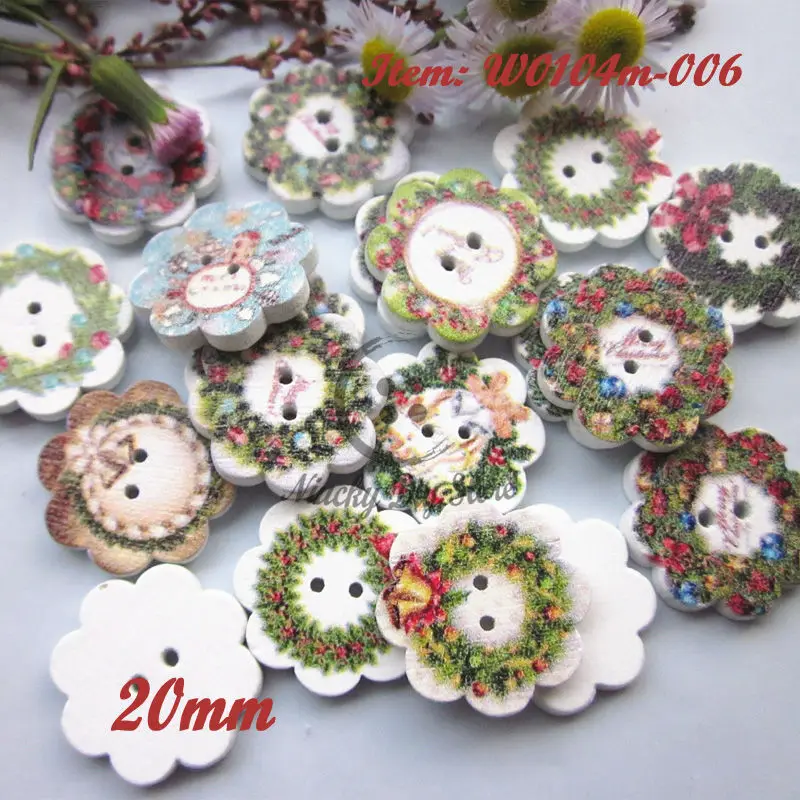 

Decorative series 60pcs mixed Christmas wreath button wood Christmas Decorative accessories scrapbook craft sewing materials